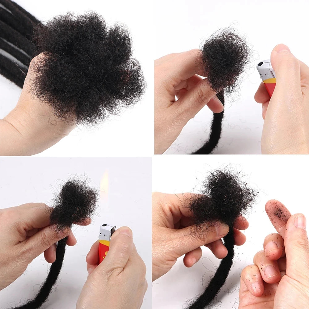 Dreadlock Extensions Real Human Hair For Man/Women 0.4cm Wedth Permanent Loc Extensions 60 Strands 6-22 Inch Brazilian Dreadlock