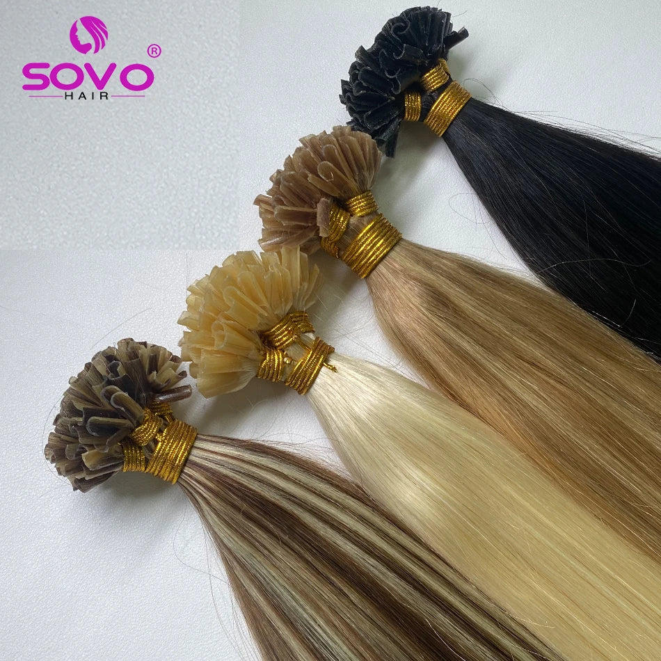 Straight U Tip Hair Extensions 100% Real Remy Human Hair 12"-26" Pre Bonded Keratin Hair Extensions For Salon Supply 100 Strands