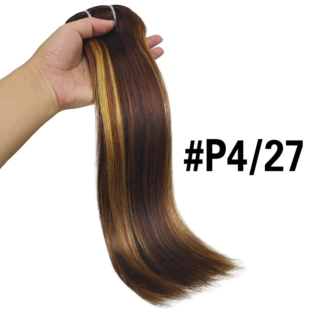 Clip In Hair Extensions Real Human Hair color #4 Chocolate Brown Clip In Hair Extensions 8pcs Hair Natural Black Color 26 Inches