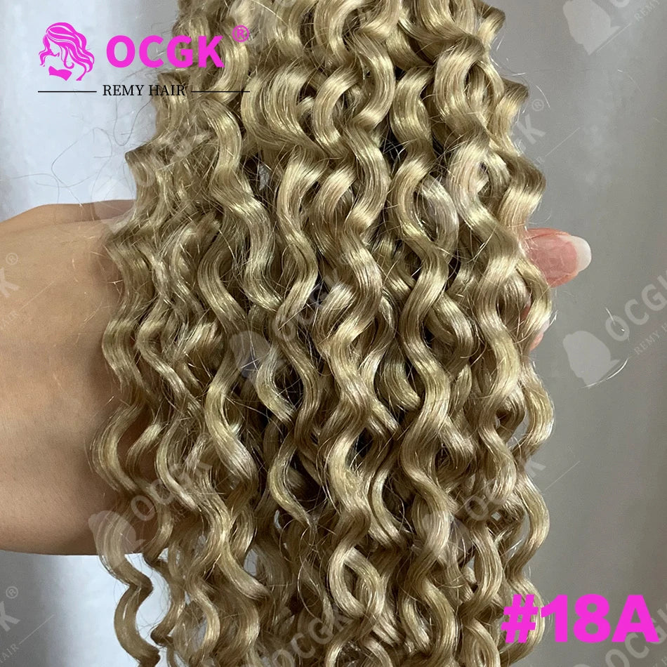 26" Real Human Hair Weft Extensions 613 Ombre Blonde Human Hair Weft Water Wave Bundles Off Black Brown Ginger Bundles 100g/Pc