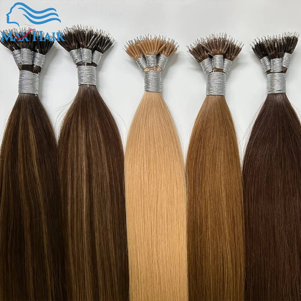 max Remy Hair Nano Ring Tip Micro Beads Real Remy Natural European Human Hair Extensions Highlights 18 - 30Inch 100% human hair