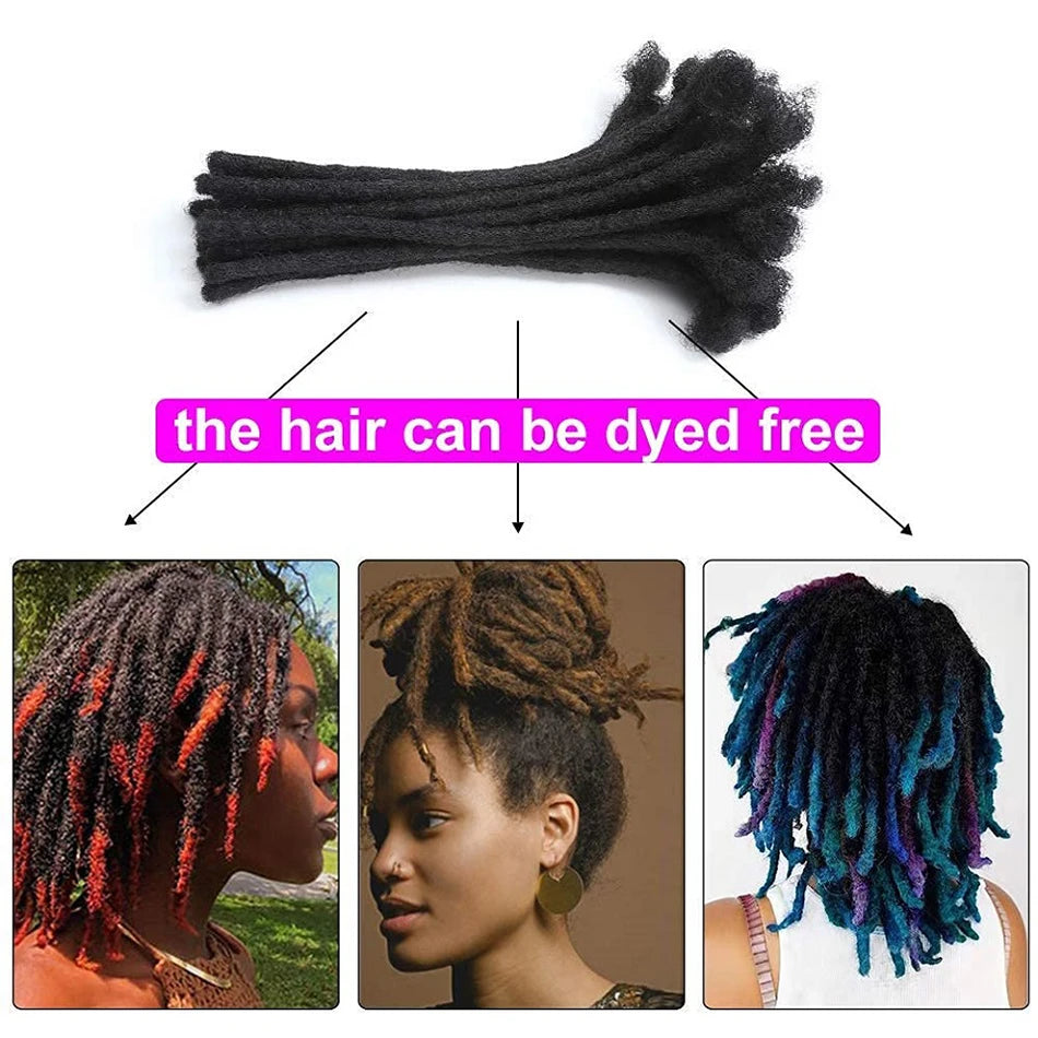 Dreadlock Extensions Real Human Hair For Man/Women 0.4cm Wedth Permanent Loc Extensions 60 Strands 6-22 Inch Brazilian Dreadlock