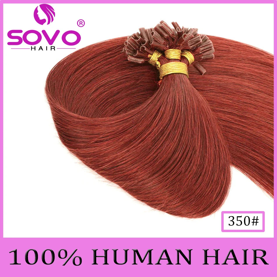 Straight U Tip Hair Extensions 100% Real Remy Human Hair 12"-26" Pre Bonded Keratin Hair Extensions For Salon Supply 100 Strands