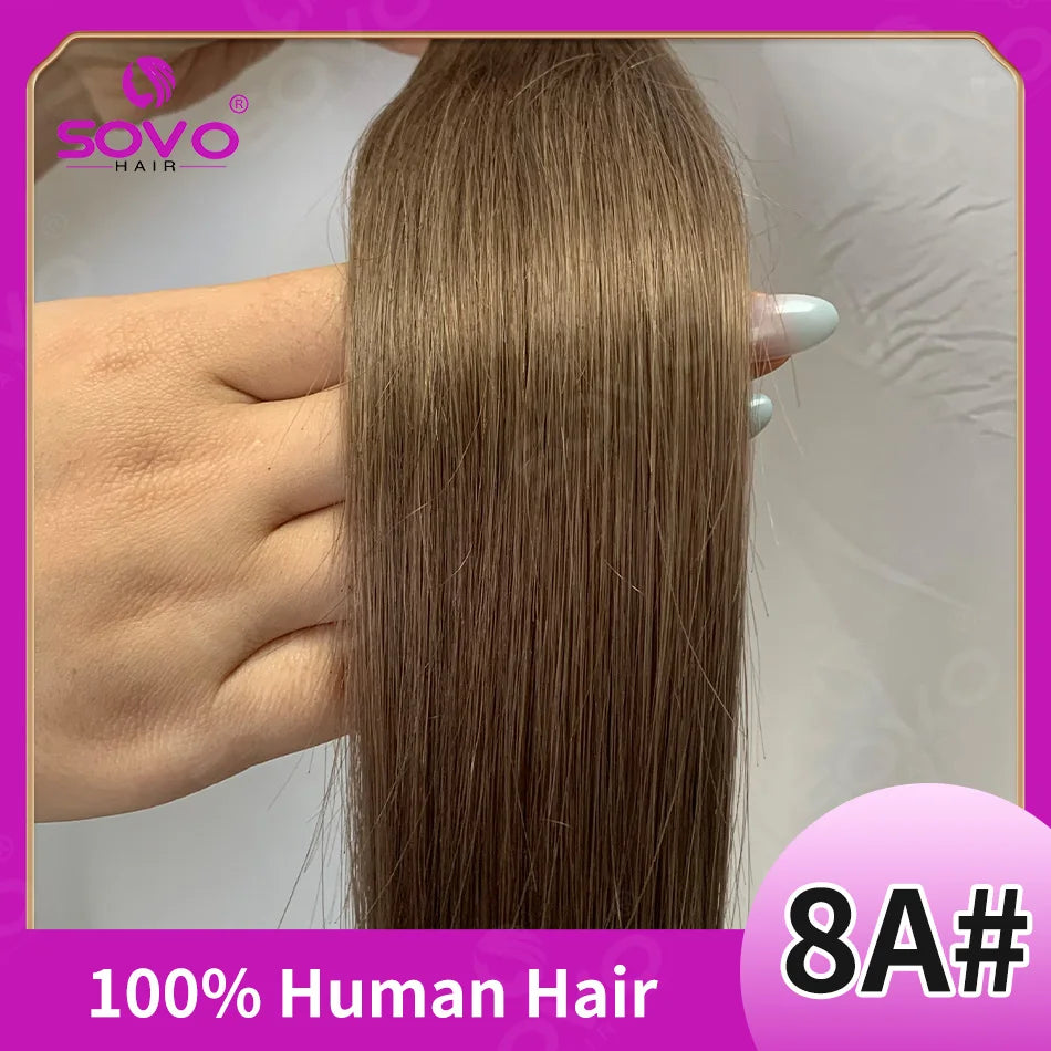 100-200Grams Clip In Hair Extension 100% Remy Human Hair Dark Brown Clip-On HairPiece Full Head 14-28 Inch For Salon Supply
