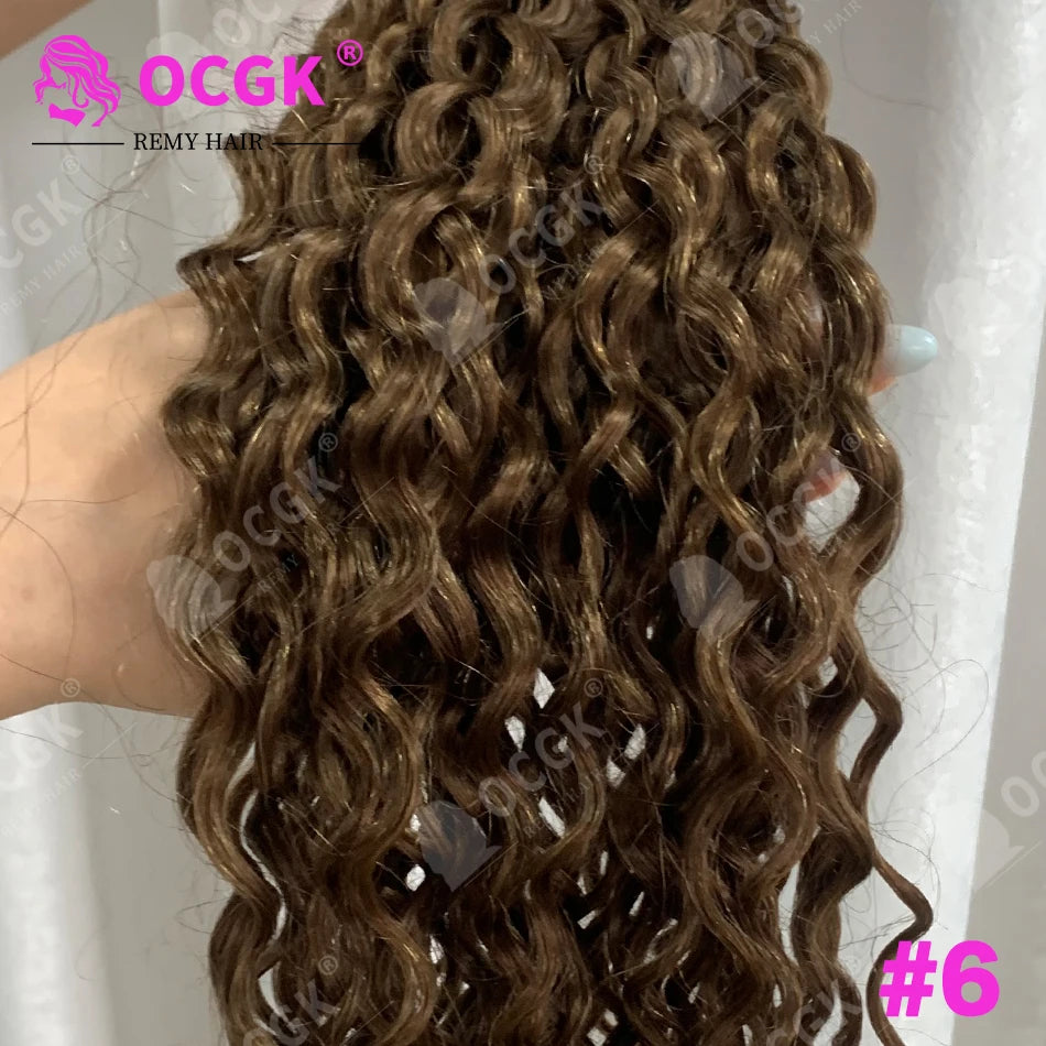 26" Real Human Hair Weft Extensions 613 Ombre Blonde Human Hair Weft Water Wave Bundles Off Black Brown Ginger Bundles 100g/Pc