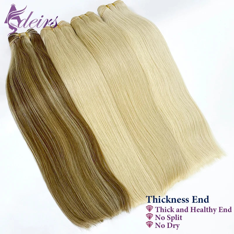 ADEIRS High Quality Human Hair Wefts Extensions Hair Weaves Bundles 100% Real Human Natural Hair Double Weft Brown Blonde salon