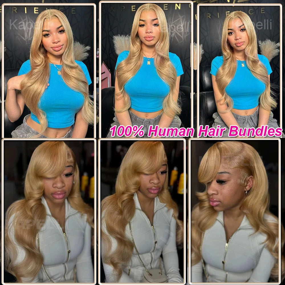 #27 Honey Blonde Body Wave Human Hair Bundles 100% Unprocessed Human Hair Weave Brazilian 15A Raw Hair Bundles Extensions