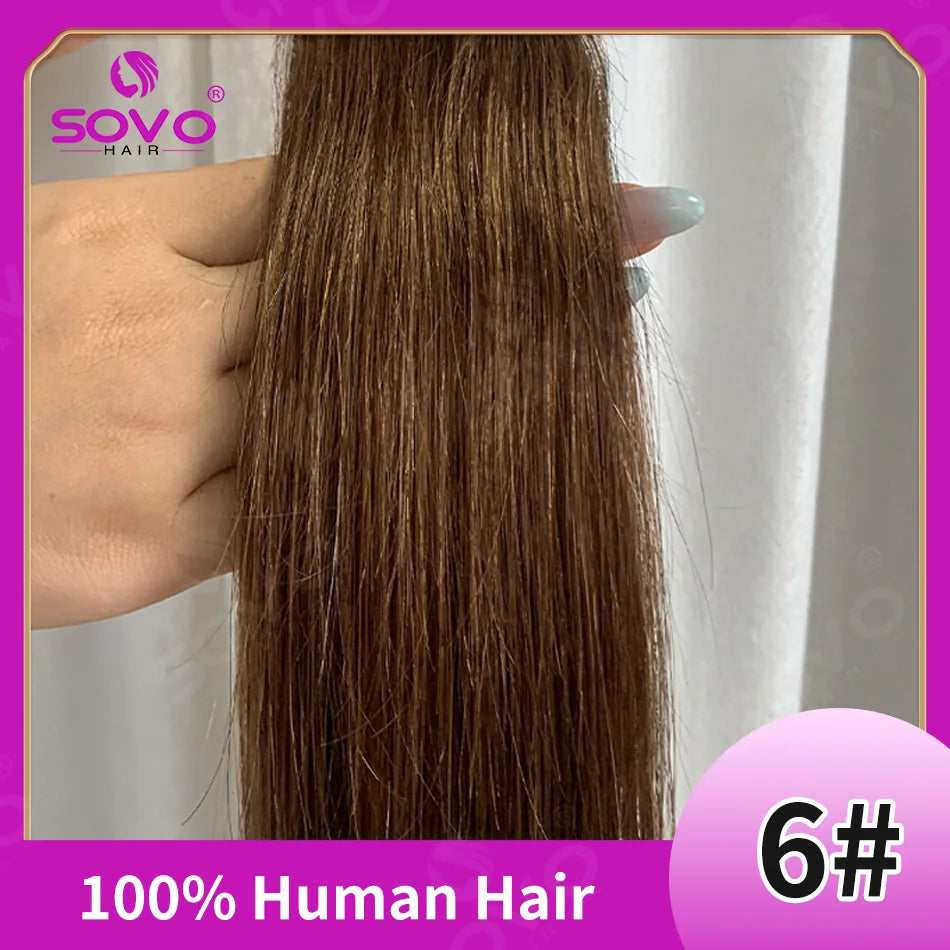 100-200Grams Clip In Hair Extension 100% Remy Human Hair Dark Brown Clip-On HairPiece Full Head 14-28 Inch For Salon Supply
