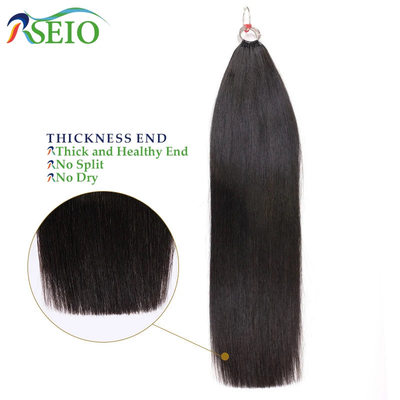 RSEIO New Feather hair extensions Human Hair 100% Real Natural Hair Comfortable and Invisible 16"-26" Black Brown Blonde Straigh