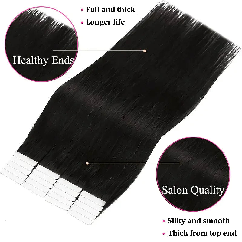 Tape Hair Extensions Machine Remy Seamless Skin Weft Adhesive 4x0.8cm Tape In Human Hair Natural Black Brown Blonde 20pcs 26inch