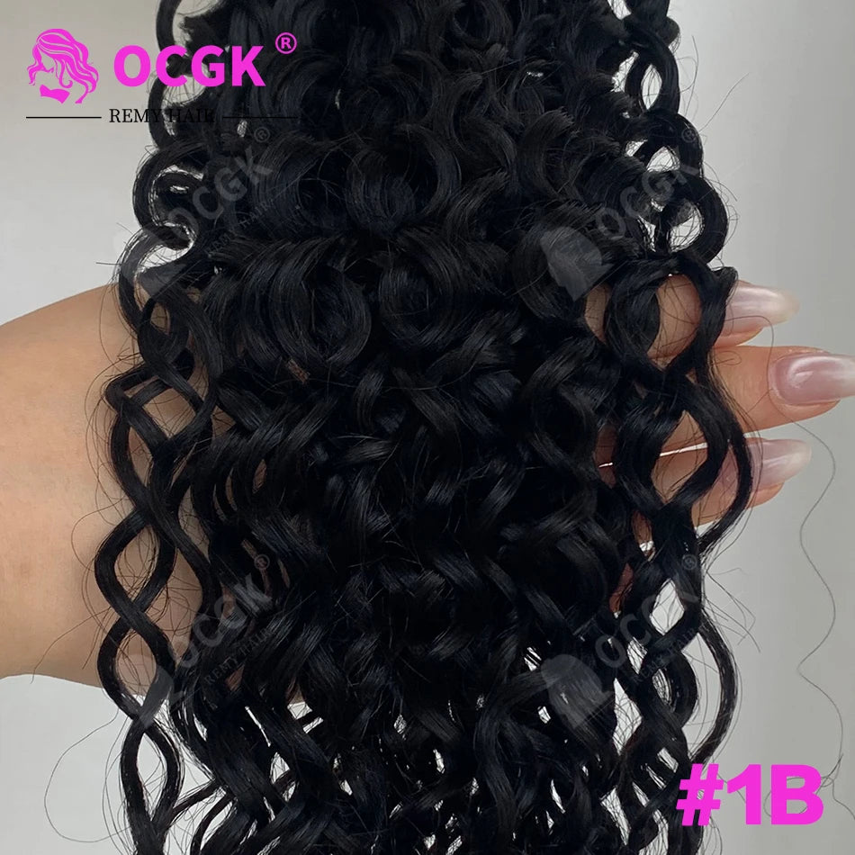 26" Real Human Hair Weft Extensions 613 Ombre Blonde Human Hair Weft Water Wave Bundles Off Black Brown Ginger Bundles 100g/Pc