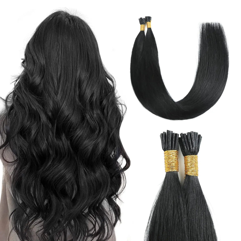Straight I Tip Human Hair Extensions Double Drawn 100% Real Human Hair bulk Natural Custom I Tip Keratin Human Hair Extensions