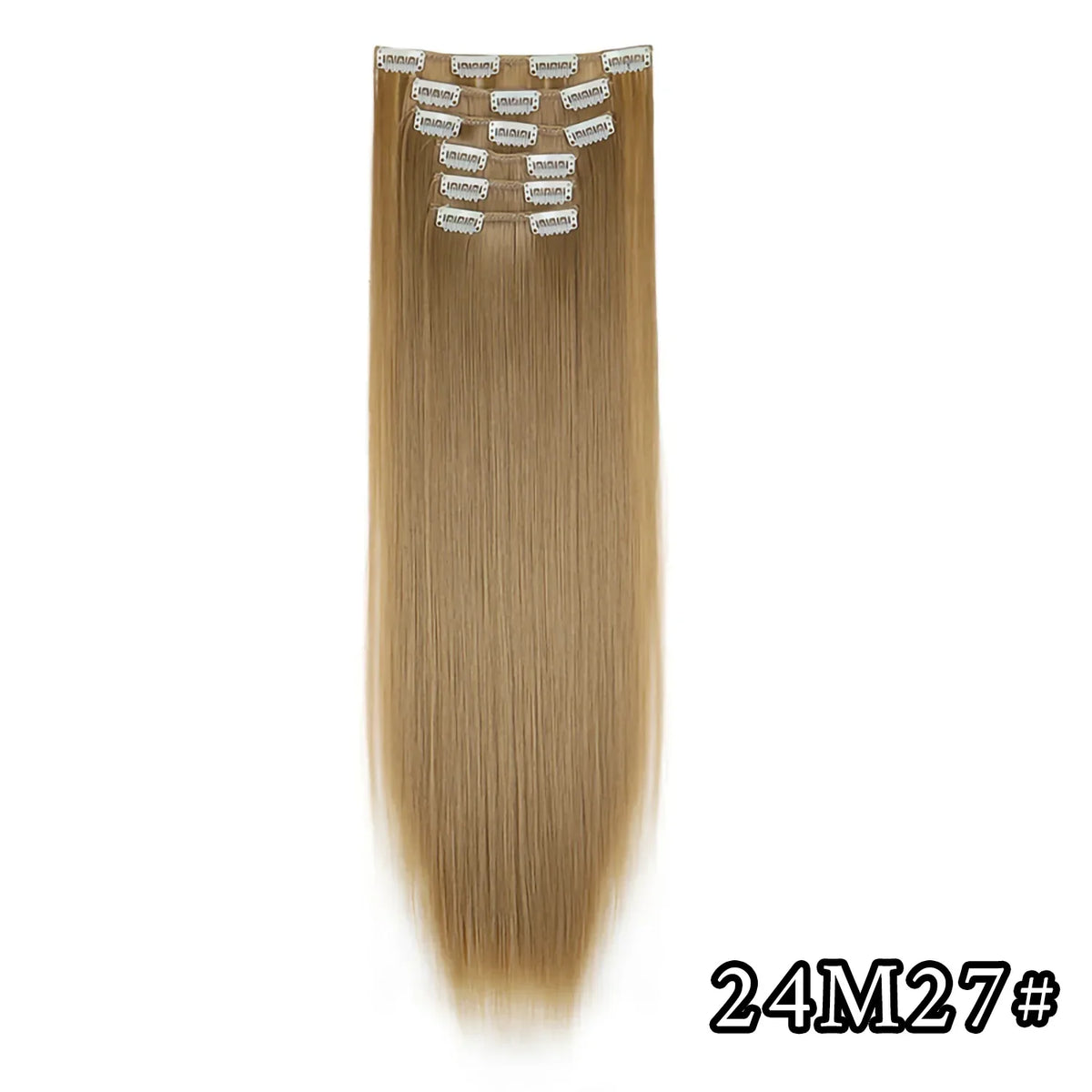 Black Hair Extensions 24"/60cm 6pcs/set Women Long Straight Synthetic Full Head Clip 16 Clips Ombre Heat Resistant Fiber Hair