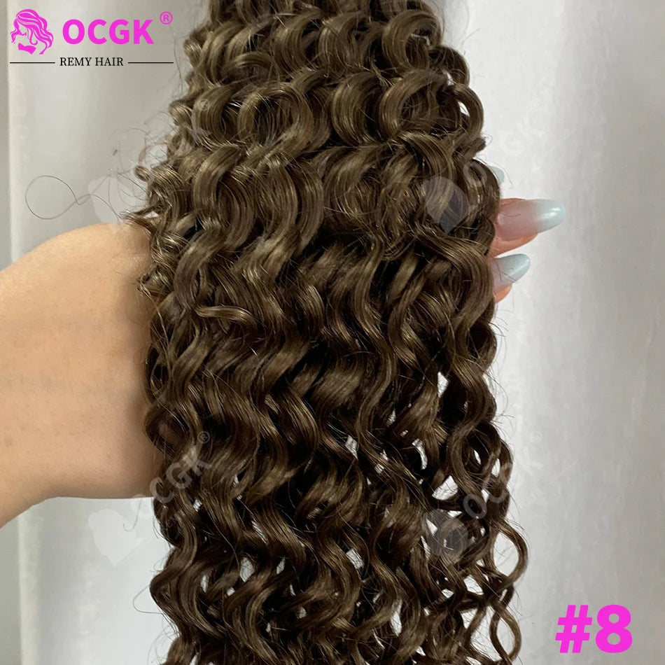 26" Real Human Hair Weft Extensions 613 Ombre Blonde Human Hair Weft Water Wave Bundles Off Black Brown Ginger Bundles 100g/Pc