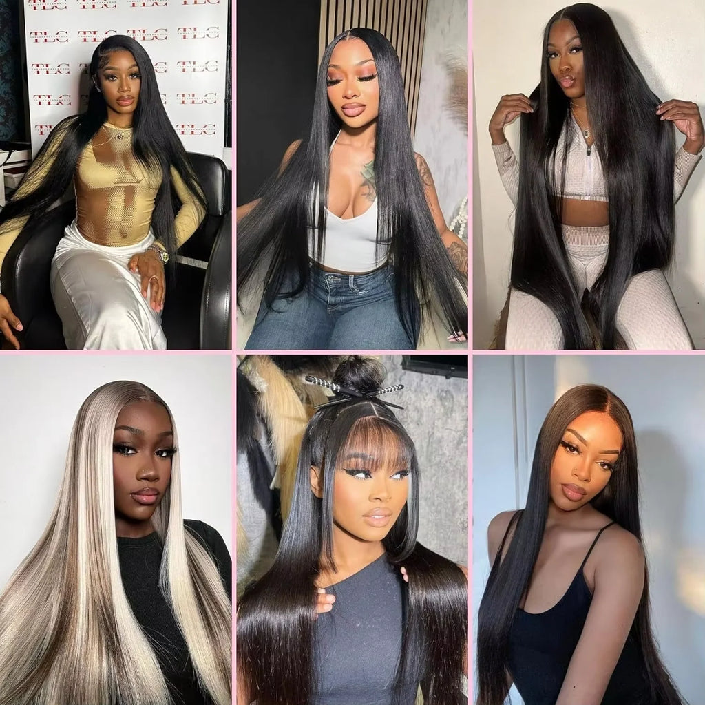 100% Quality Straight Human Hair Bundles Brazilian 16A Real Remy Weave Hair 26 28 30 Inch Unprocessed  Double Weft Raw Hair Bundles Extensions For Women