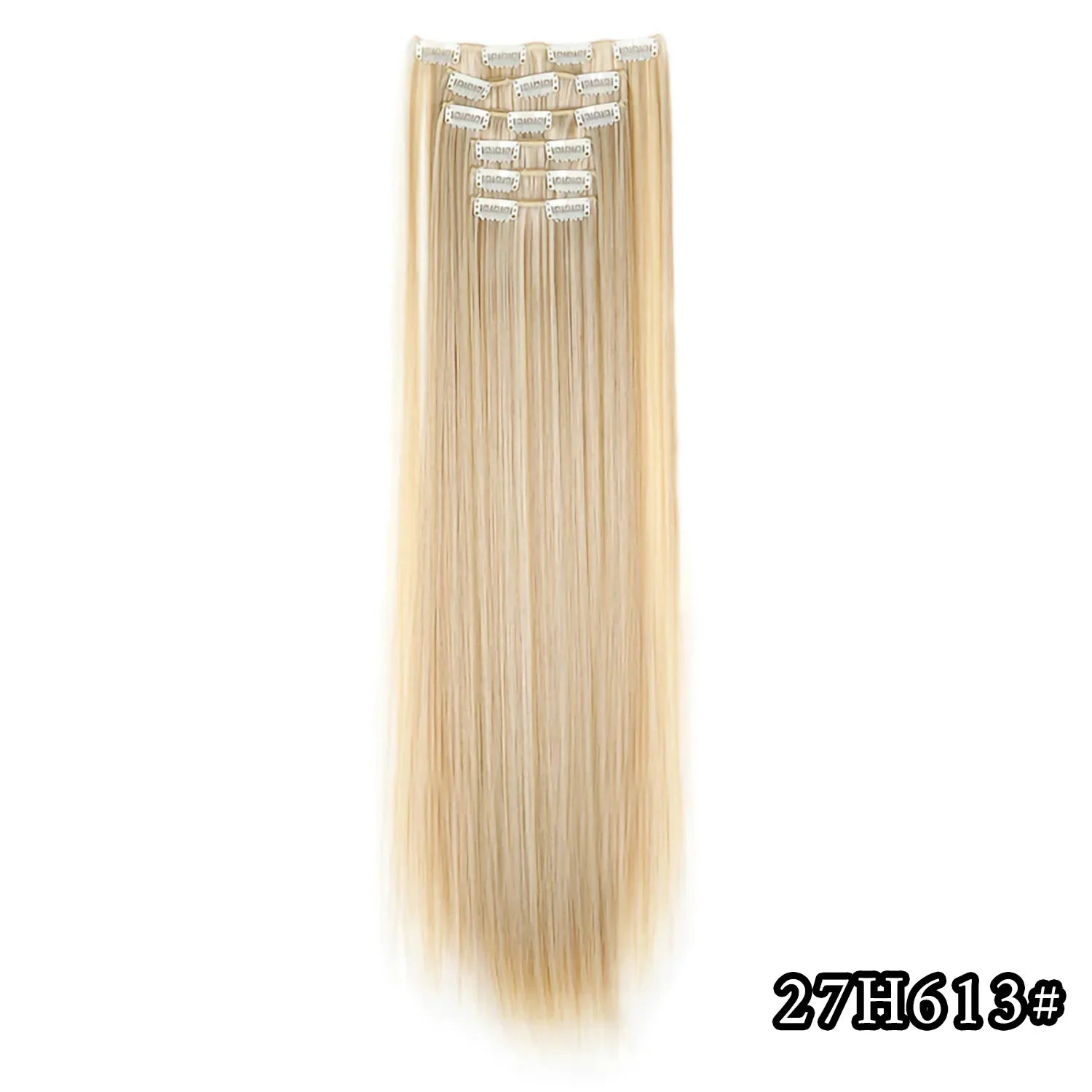 Black Hair Extensions 24"/60cm 6pcs/set Women Long Straight Synthetic Full Head Clip 16 Clips Ombre Heat Resistant Fiber Hair
