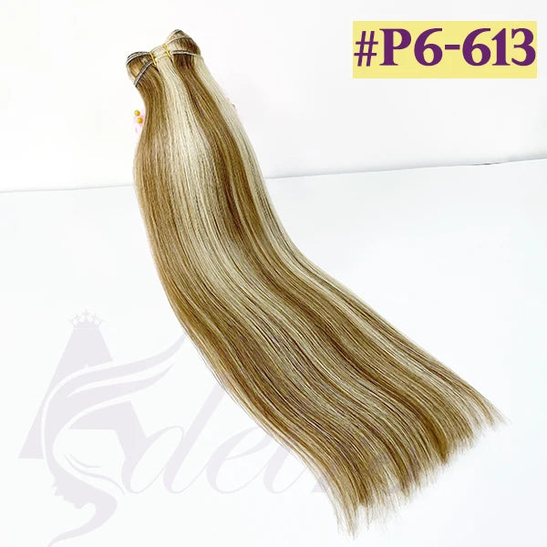 ADEIRS High Quality Human Hair Wefts Extensions Hair Weaves Bundles 100% Real Human Natural Hair Double Weft Brown Blonde salon