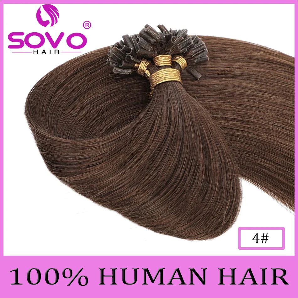 Straight U Tip Hair Extensions 100% Real Remy Human Hair 12"-26" Pre Bonded Keratin Hair Extensions For Salon Supply 100 Strands