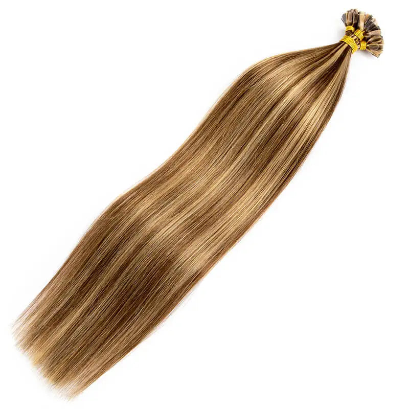 Straight Keratin V Tip Hair Extensions Real Human Hair 50Strands/Set Free Shipping Natural Fusion Human Hair Extension 12-24Inch