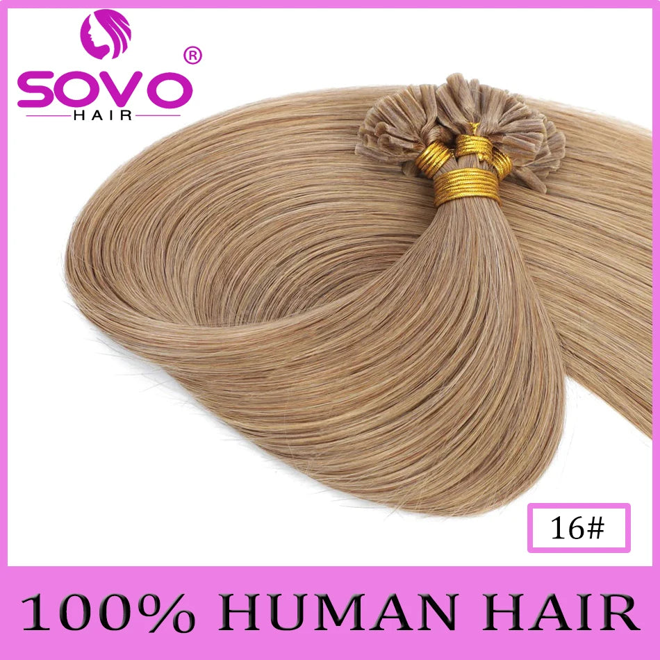 Straight U Tip Hair Extensions 100% Real Remy Human Hair 12"-26" Pre Bonded Keratin Hair Extensions For Salon Supply 100 Strands