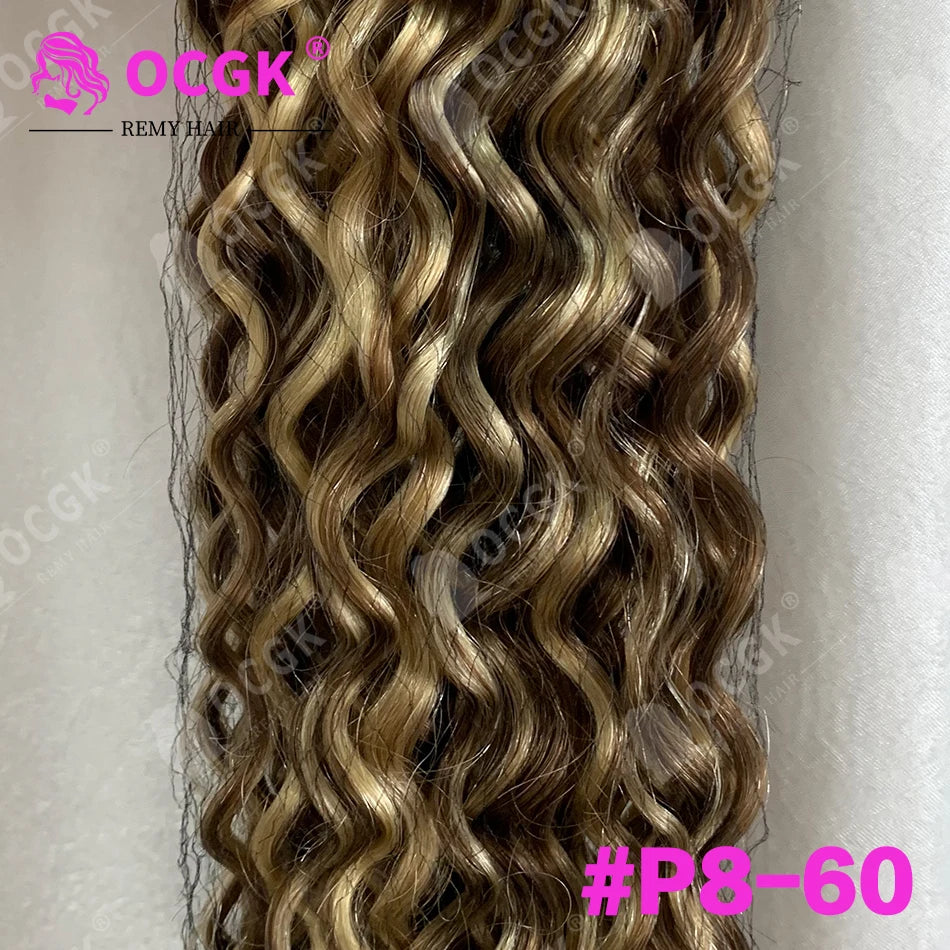 26" Real Human Hair Weft Extensions 613 Ombre Blonde Human Hair Weft Water Wave Bundles Off Black Brown Ginger Bundles 100g/Pc
