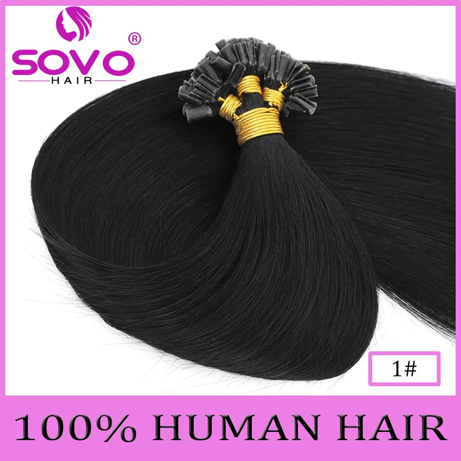 Straight U Tip Hair Extensions 100% Real Remy Human Hair 12"-26" Pre Bonded Keratin Hair Extensions For Salon Supply 100 Strands