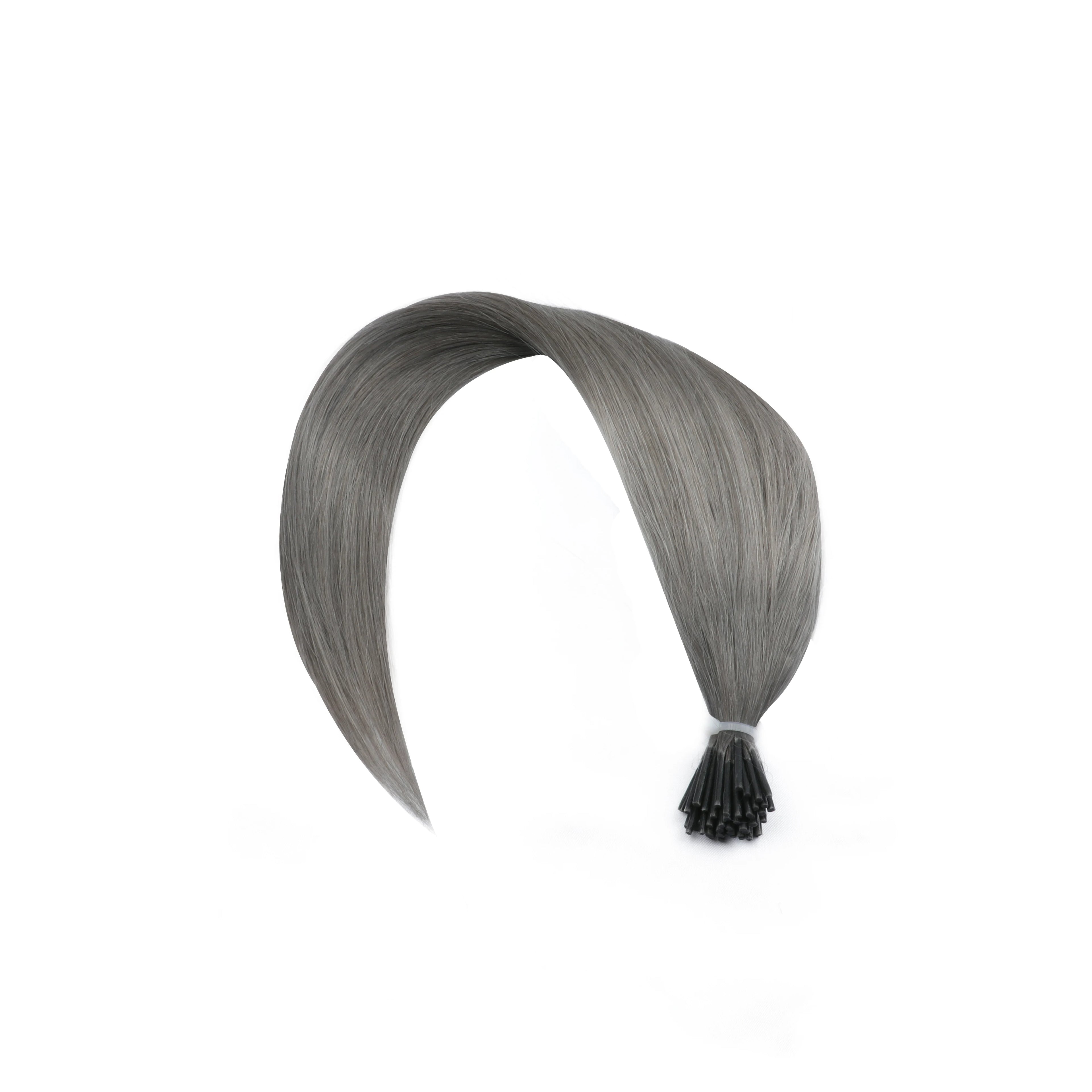 I Tip Keratin Hair Extensions Grey Real Human Hair Pre-Bonded Micro Beads Hair Capsules Micro Link Capsules Hair 12-20 Inch