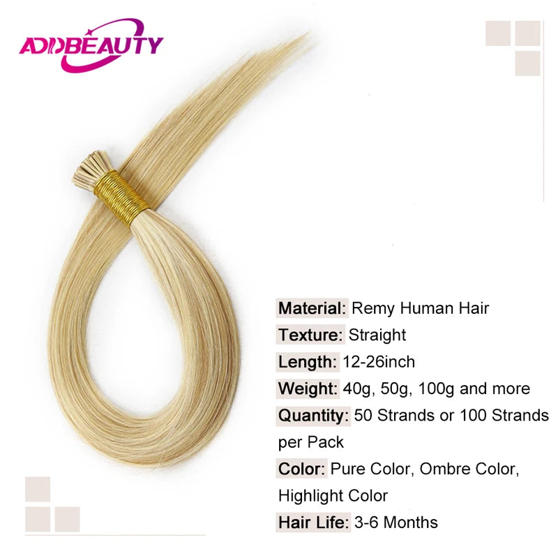 Straight Human Hair Extensions ITIP Human Fusion Hair 100% Real Brazilian Human Hair 50 Strands Keratin Capsule Natural Hair