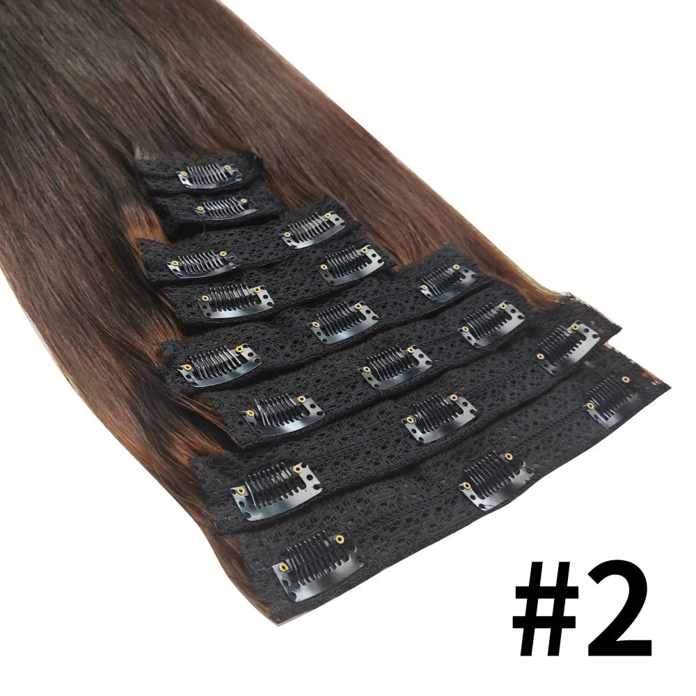 Clip ins Hair Extensions Straight Human Hair 100% Unprocessed Full Head Brazilian Virgin Human Hair Natural Color Clip ins Hair