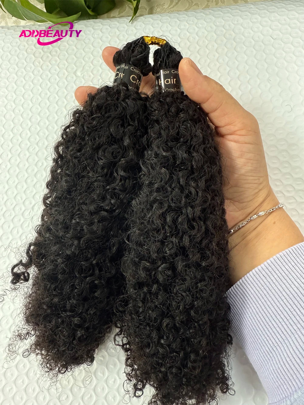 New Kinky Curly Crochet Human Hair Pre-Separated Feather Extensions 100% Real Human Hair Knotless Crochet Hair ExtensionNatural