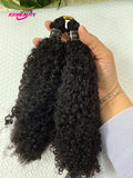 New Kinky Curly Crochet Human Hair Pre-Separated Feather Extensions 100% Real Human Hair Knotless Crochet Hair ExtensionNatural