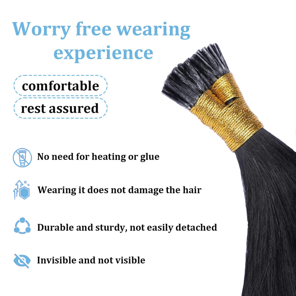 Straight I Tip Human Hair Extensions Double Drawn 100% Real Human Hair bulk Natural Custom I Tip Keratin Human Hair Extensions
