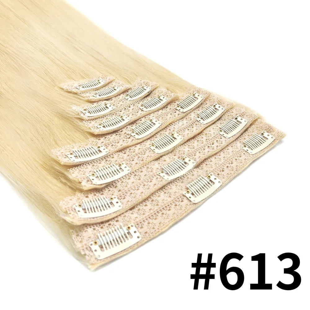 Clip ins Hair Extensions Straight Human Hair 100% Unprocessed Full Head Brazilian Virgin Human Hair Natural Color Clip ins Hair