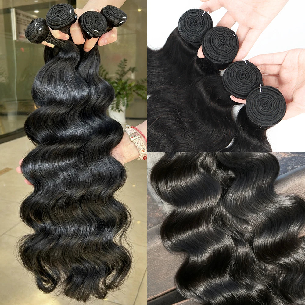 30 34 Inch Straight Human Hair Bundles Raw Hair Bundles 100% Human Hair Natural Brazilian Human Hair Extensions For Black Women
