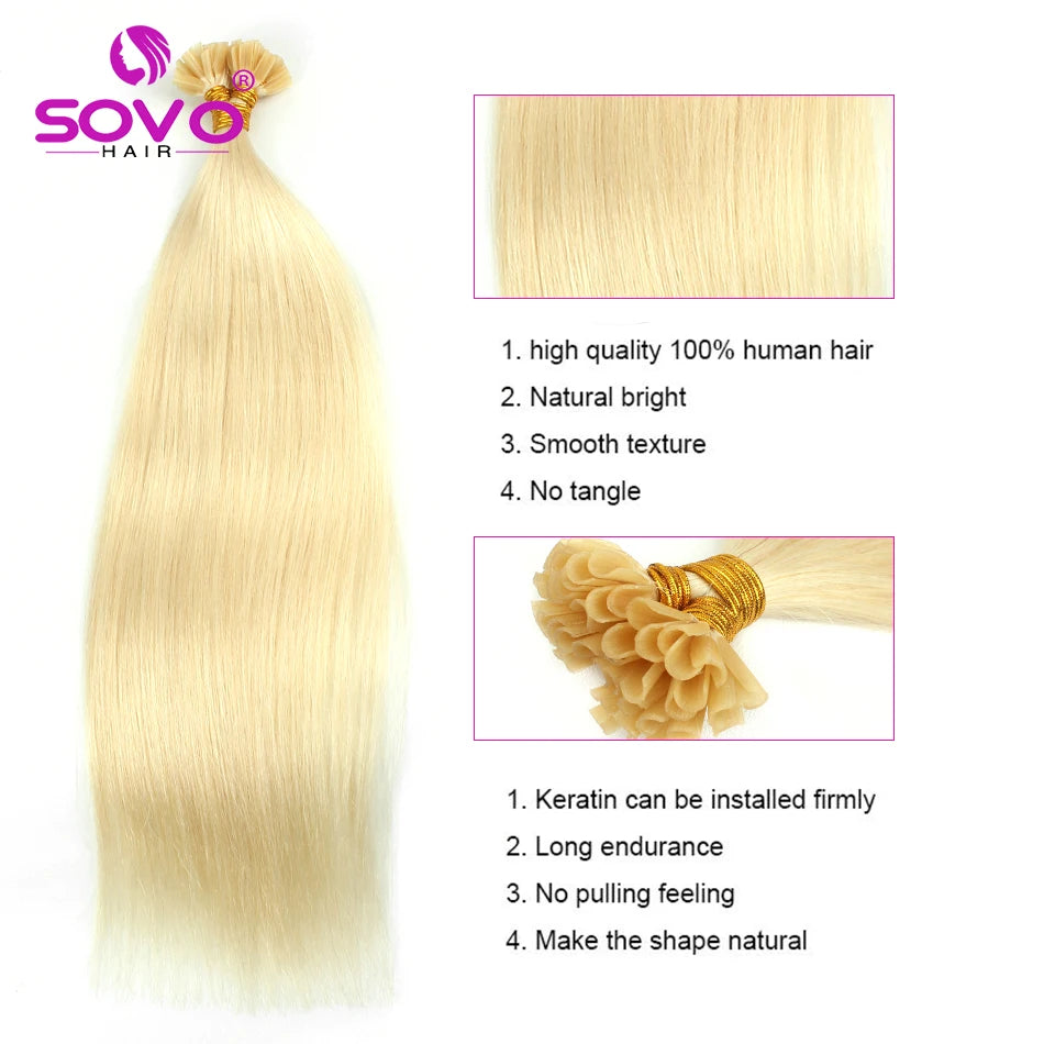 Straight U Tip Hair Extensions 100% Real Remy Human Hair 12"-26" Pre Bonded Keratin Hair Extensions For Salon Supply 100 Strands