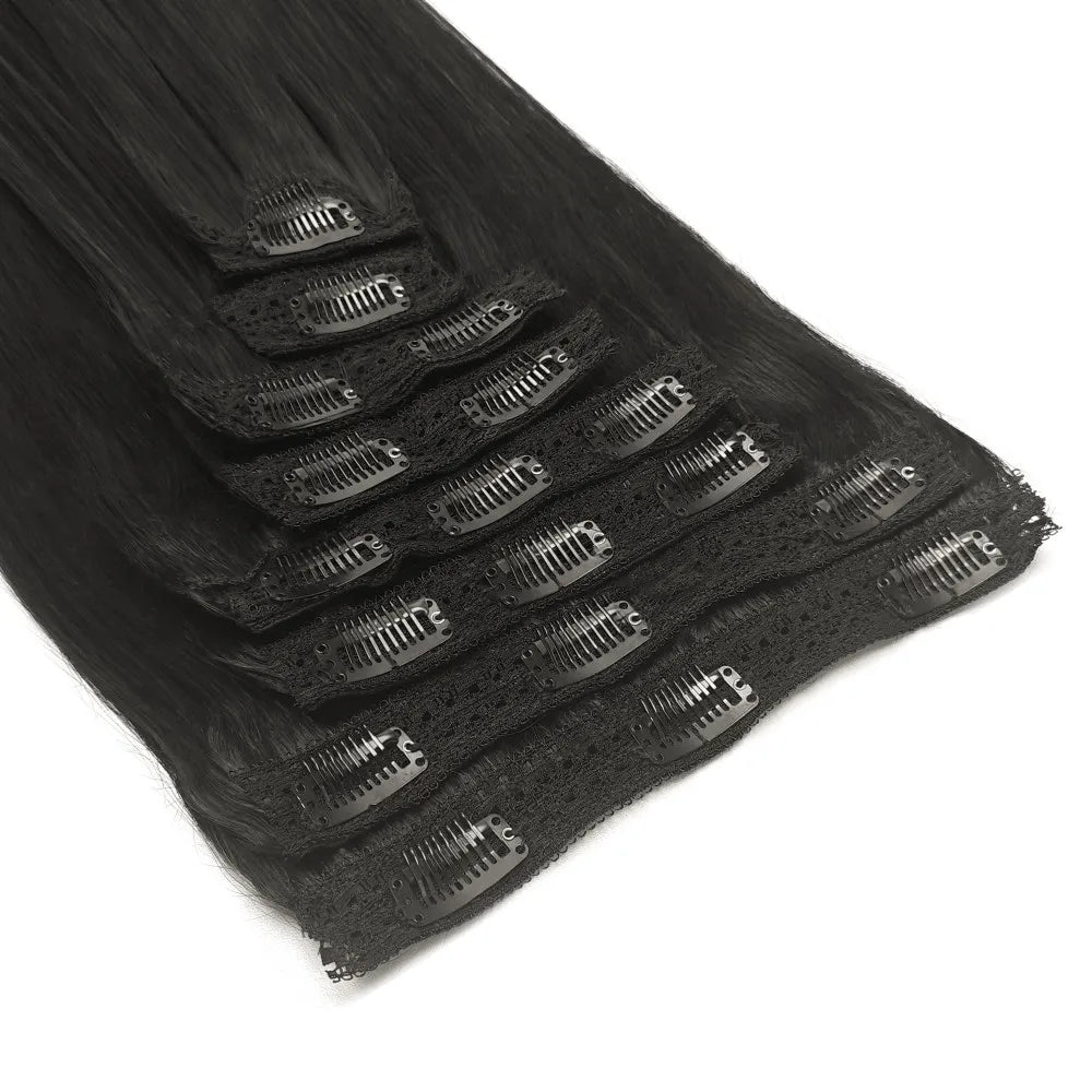 Clip ins Hair Extensions Straight Human Hair 100% Unprocessed Full Head Brazilian Virgin Human Hair Natural Color Clip ins Hair