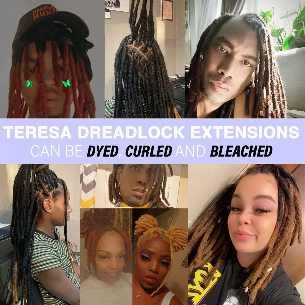 Teresa Synthetic Hair Dreadlock Extensions Synthetic Loc Extensions 0.8cm Width 10Inch 15 Strands Real Hair Dreadlock Extensions