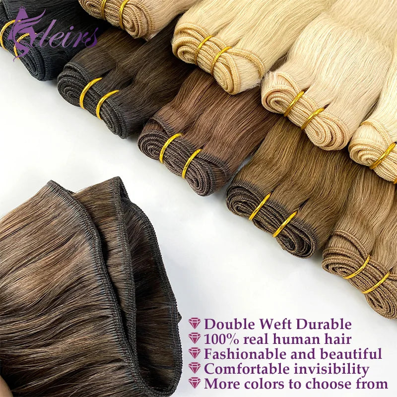 ADEIRS High Quality Human Hair Wefts Extensions Hair Weaves Bundles 100% Real Human Natural Hair Double Weft Brown Blonde salon