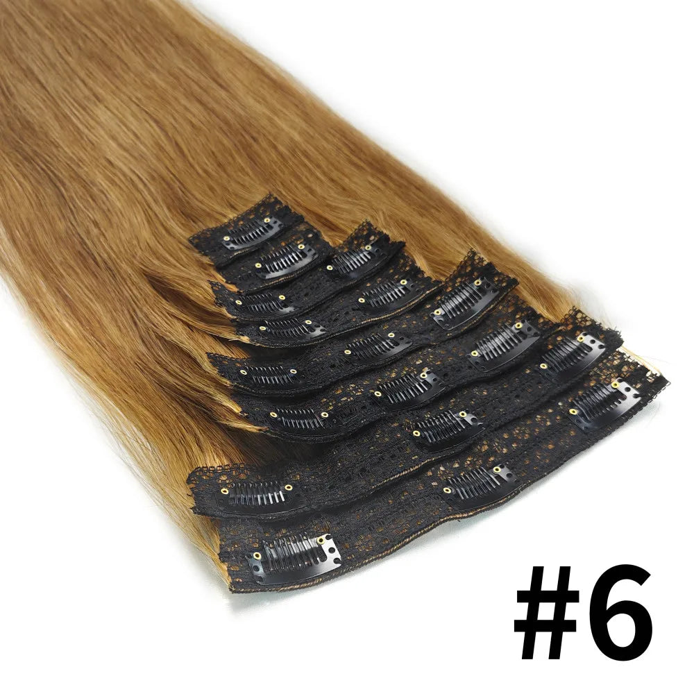 Clip ins Hair Extensions Straight Human Hair 100% Unprocessed Full Head Brazilian Virgin Human Hair Natural Color Clip ins Hair