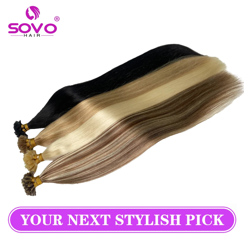 Straight U Tip Hair Extensions 100% Real Remy Human Hair 12"-26" Pre Bonded Keratin Hair Extensions For Salon Supply 100 Strands