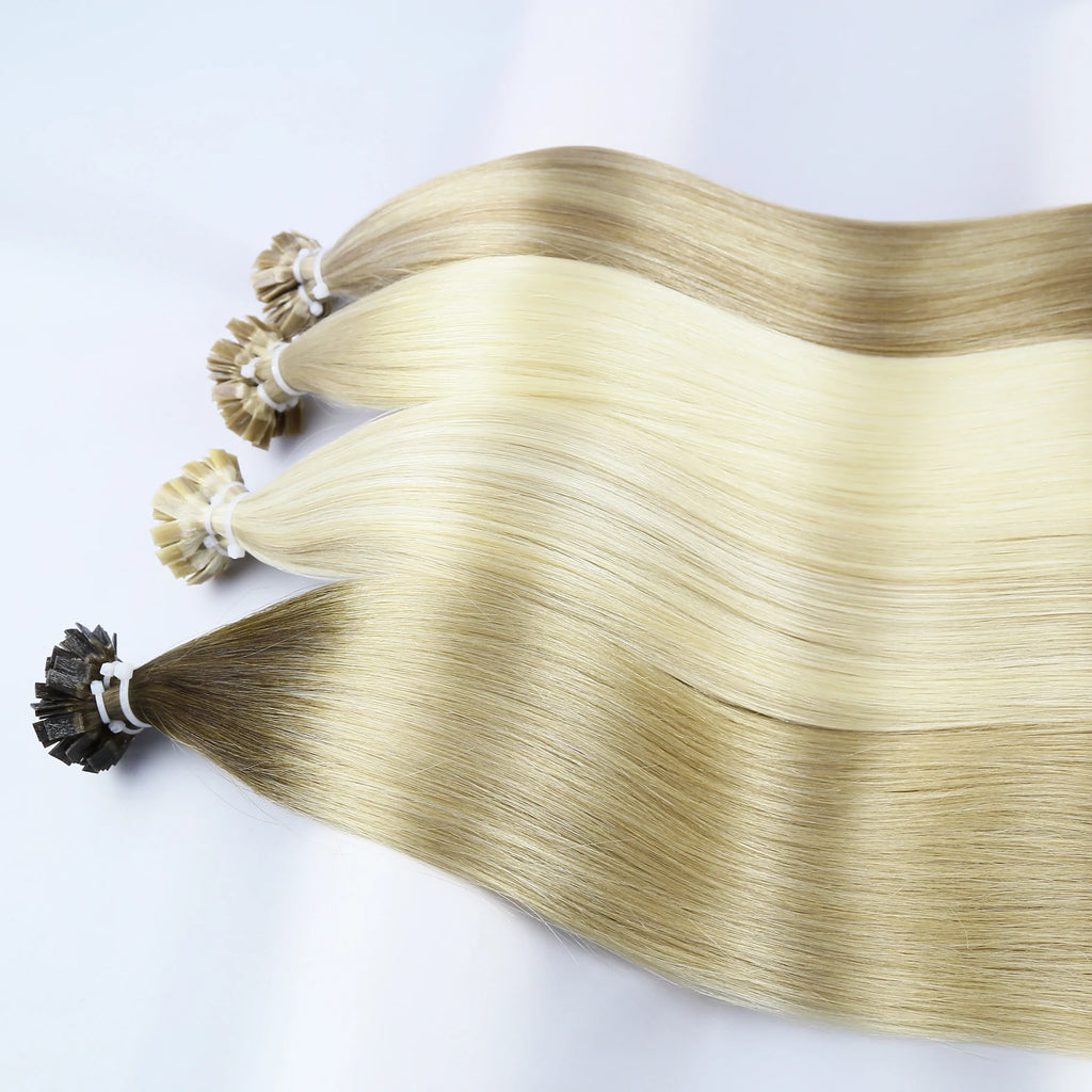 Flat Tip Hair Extensions Remy Real Human Hairpieces Straight Keratin Capsules Tip Hair Extensions For Salon Pre Bonded 50pcs/Set