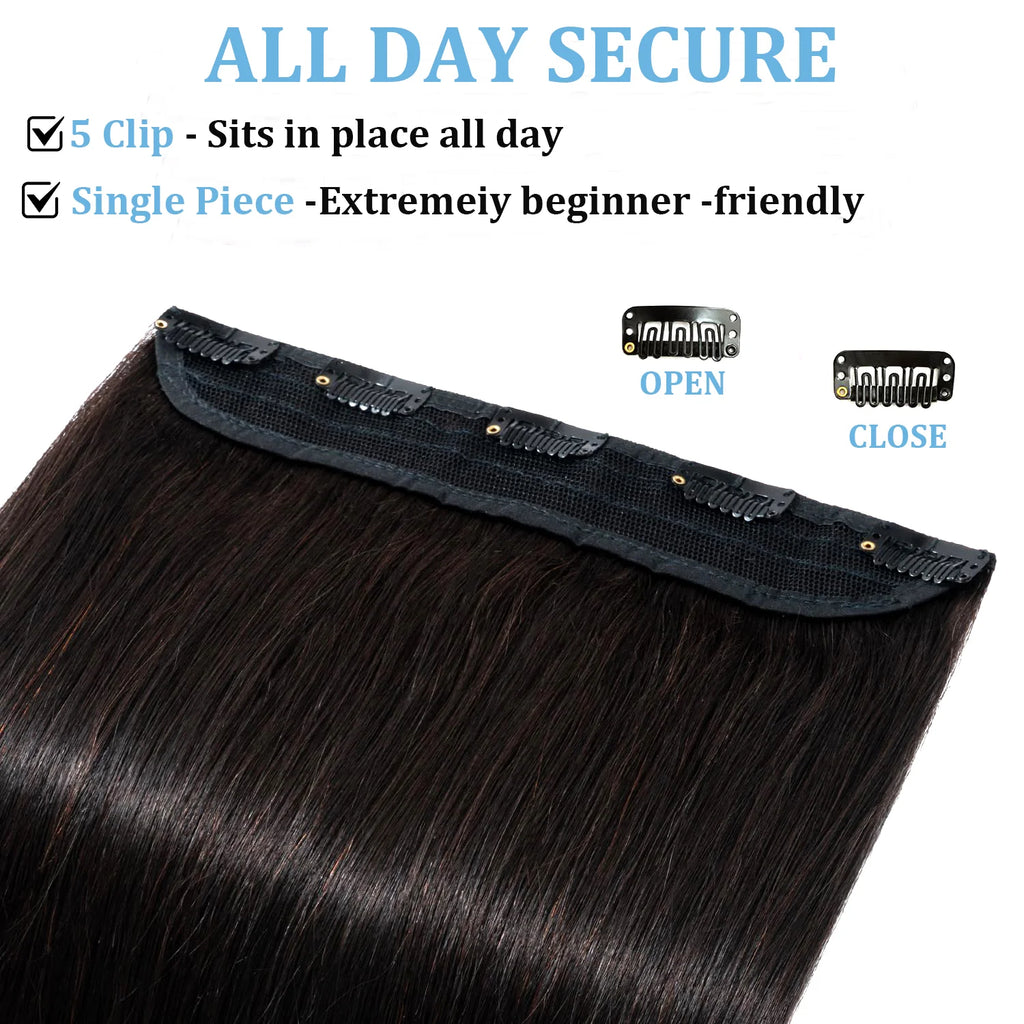 Clip in One Piece Straight 10inches with 5clips Human Hair Extension Brazilian Remy Hairpiece Clip in Hair Extensions Natural