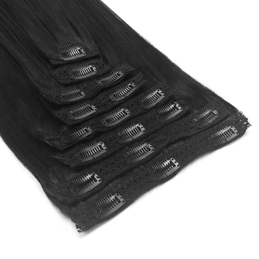 Clip ins Hair Extensions Straight Human Hair 100% Unprocessed Full Head Brazilian Virgin Human Hair Natural Color Clip ins Hair