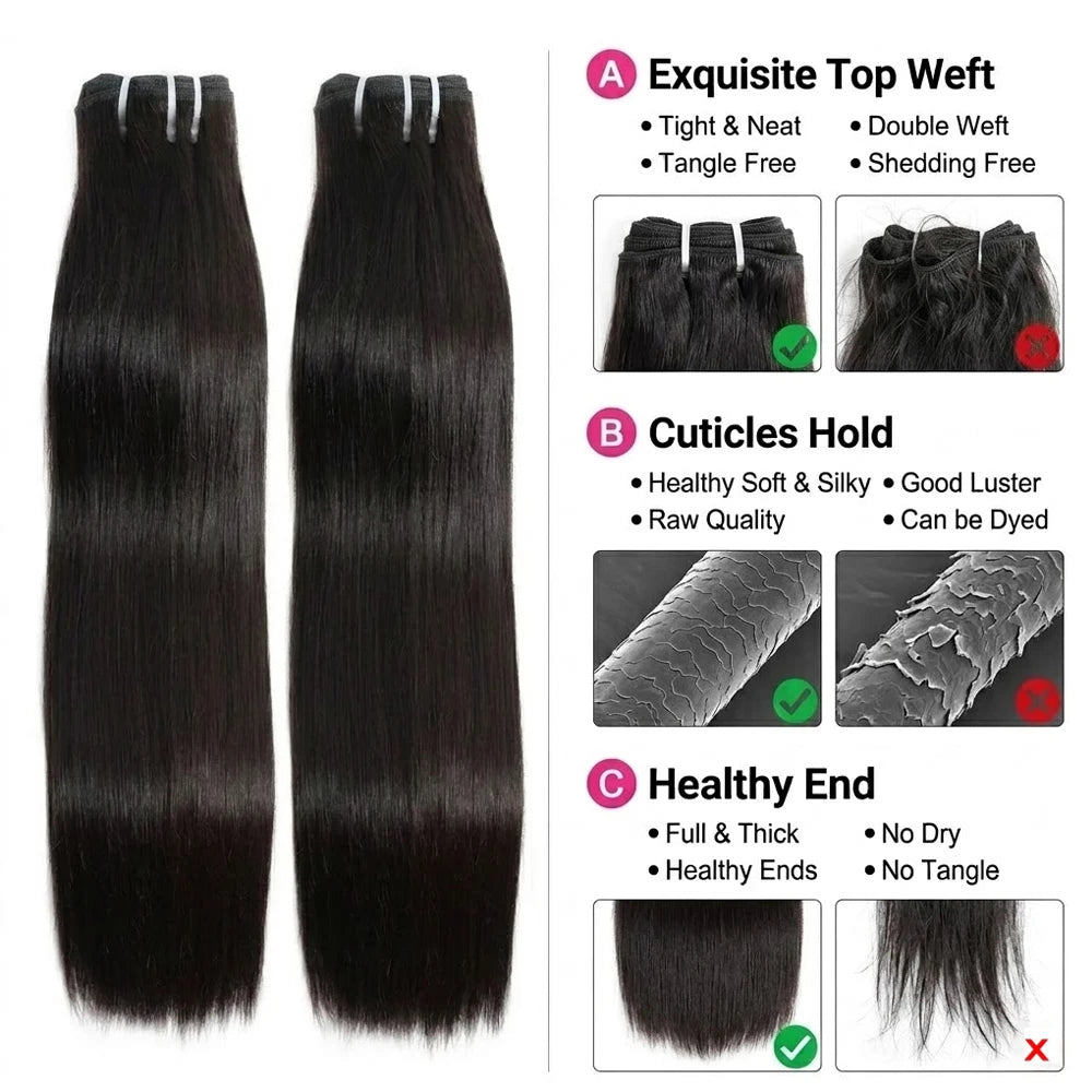 16A Straight Human Hair Bundles Brazilian 30 Inch 100% Unprocessed Virgin Hair Weave Bundle Double Weft Raw Human Hair 1/3/4 PCS Hair Extensions Bundles