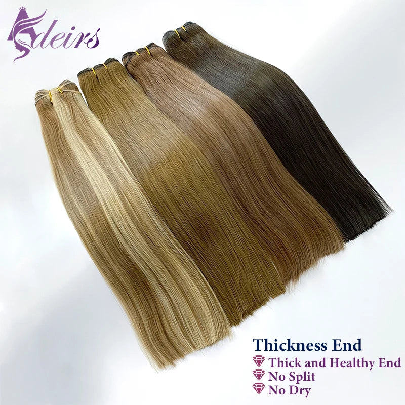 ADEIRS High Quality Human Hair Wefts Extensions Hair Weaves Bundles 100% Real Human Natural Hair Double Weft Brown Blonde salon