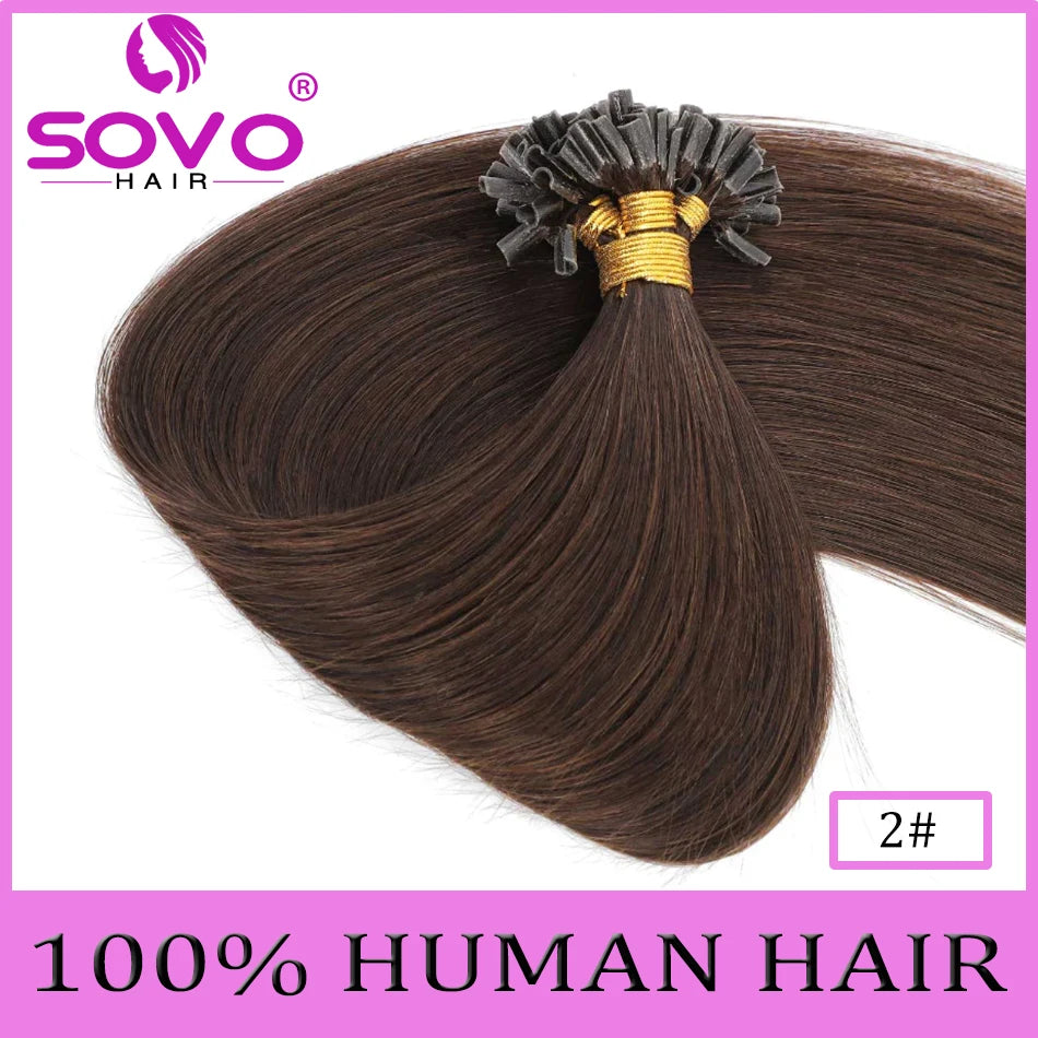 Straight U Tip Hair Extensions 100% Real Remy Human Hair 12"-26" Pre Bonded Keratin Hair Extensions For Salon Supply 100 Strands