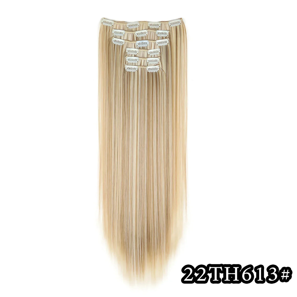 Black Hair Extensions 24"/60cm 6pcs/set Women Long Straight Synthetic Full Head Clip 16 Clips Ombre Heat Resistant Fiber Hair