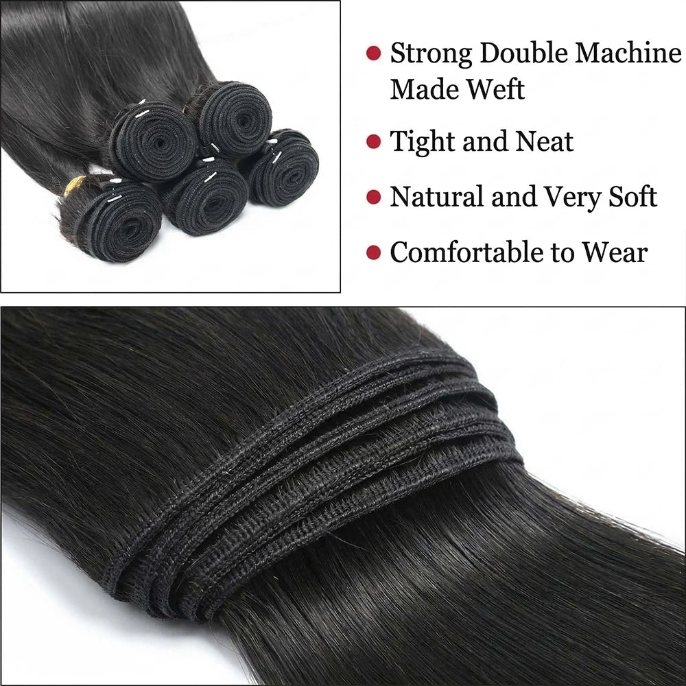30 34 Inch Straight Human Hair Bundles Raw Hair Bundles 100% Human Hair Natural Brazilian Human Hair Extensions For Black Women