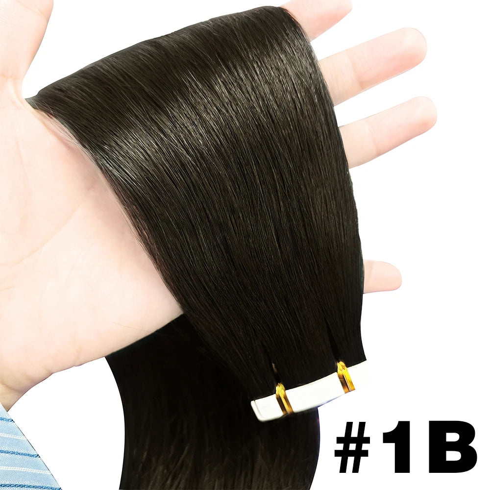 Tape Hair Extensions Machine Remy Seamless Skin Weft Adhesive 4x0.8cm Tape In Human Hair Natural Black Brown Blonde 20pcs 26inch
