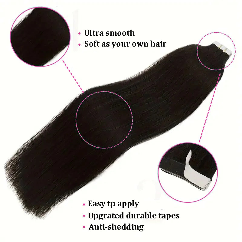 Tape Hair Extensions Machine Remy Seamless Skin Weft Adhesive 4x0.8cm Tape In Human Hair Natural Black Brown Blonde 20pcs 26inch